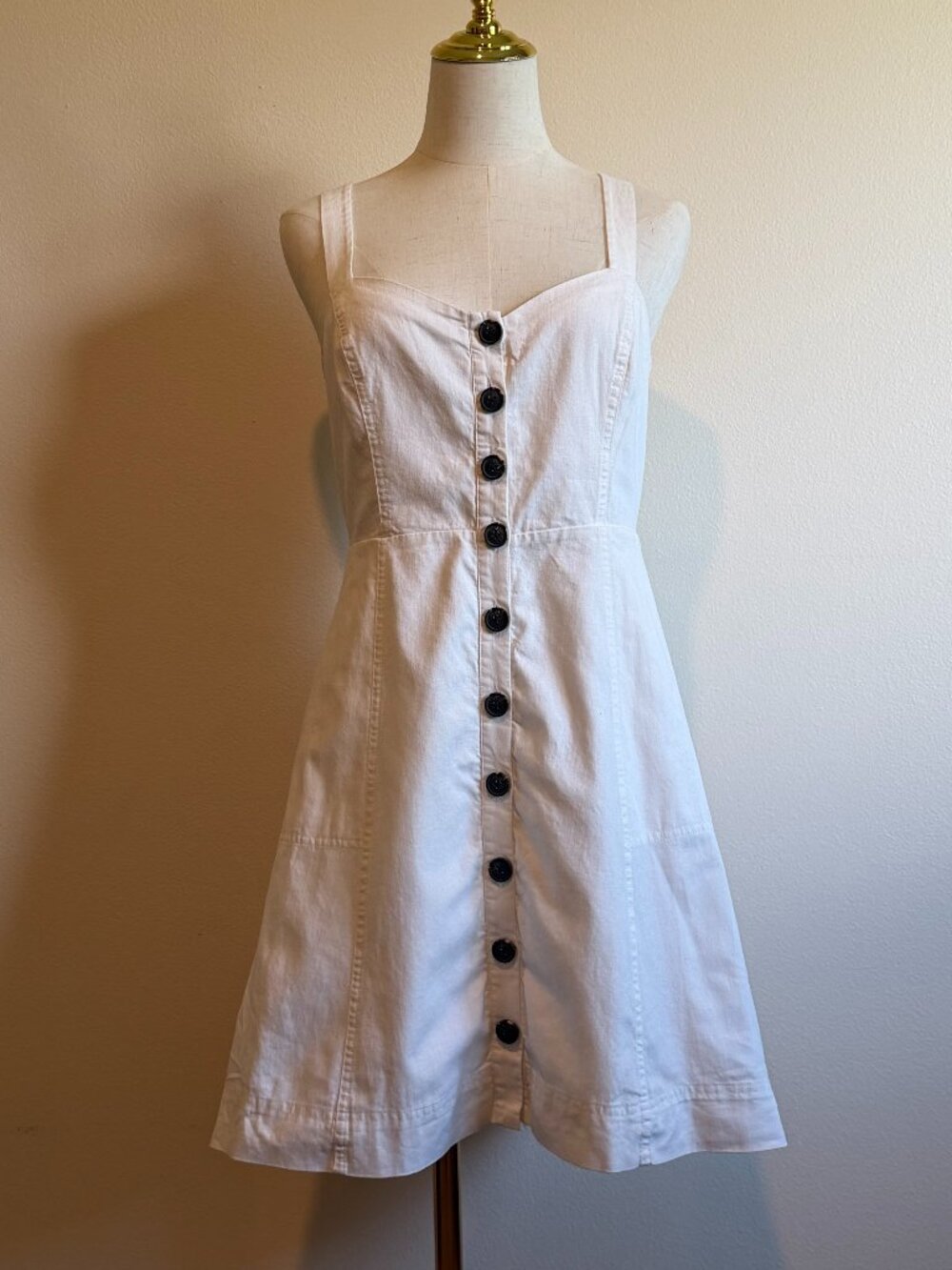 Madewell White Linen Blend Button-Front Mini Dress with Pockets - Size 6